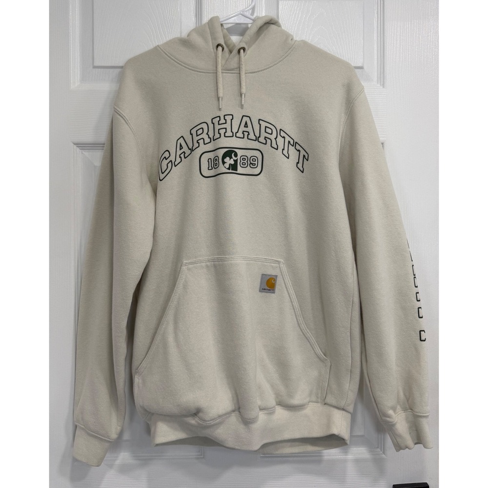 Carhartt Mens Small Loose Fit Cream Graphic Pullover Hoodie TS6220-M